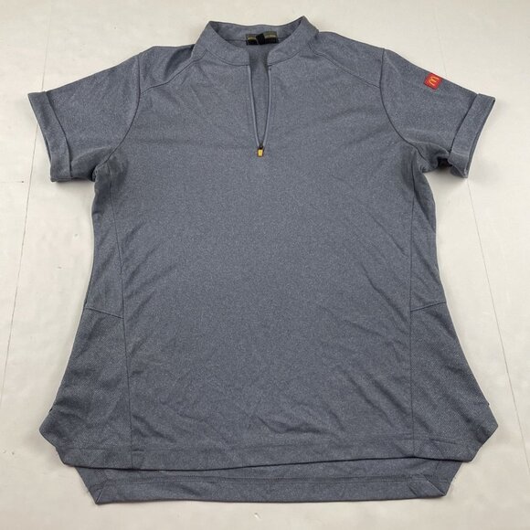 McDonald’s Polo Shirt Women’s M 1/4 Zip Employee Band Collar Short Sleeve Gray - Picture 1 of 9